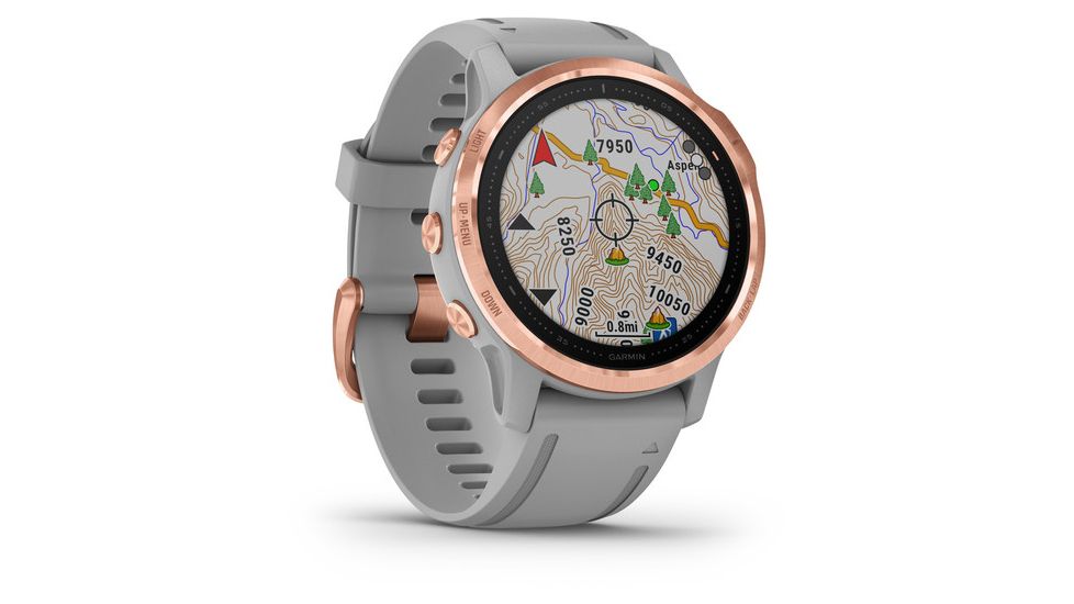 Garmin Fenix 6S Sapphire Multisport GPS Smartwatch, Rose Gold w/Gray Band, 010-02159-20