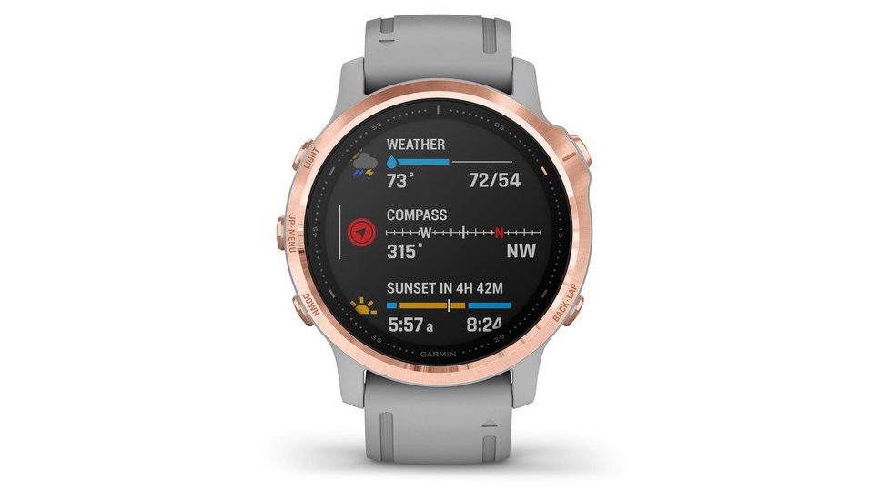 Garmin Fenix 6S Sapphire Multisport GPS Smartwatch, Rose Gold w/Gray Band, 010-02159-20