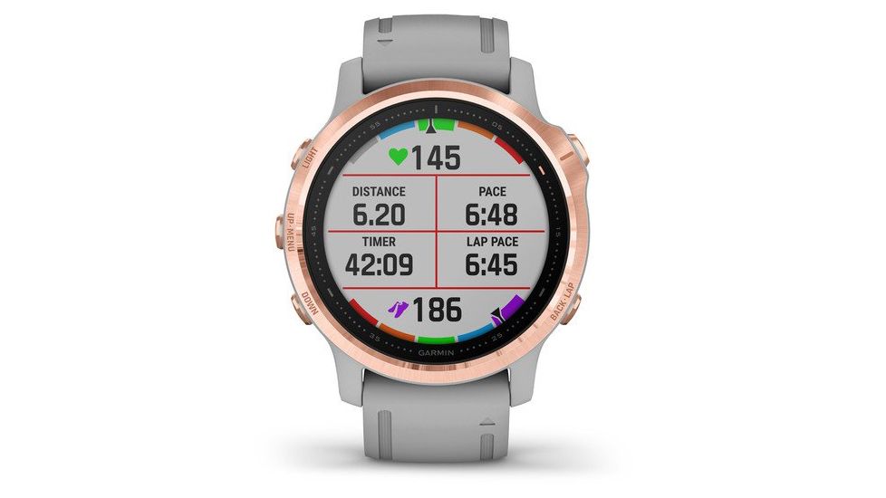 Garmin Fenix 6S Sapphire Multisport GPS Smartwatch, Rose Gold w/Gray Band, 010-02159-20