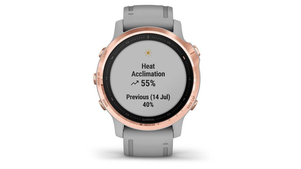 Garmin Fenix 6S Sapphire Multisport GPS Smartwatch, Rose Gold w/Gray Band, 010-02159-20