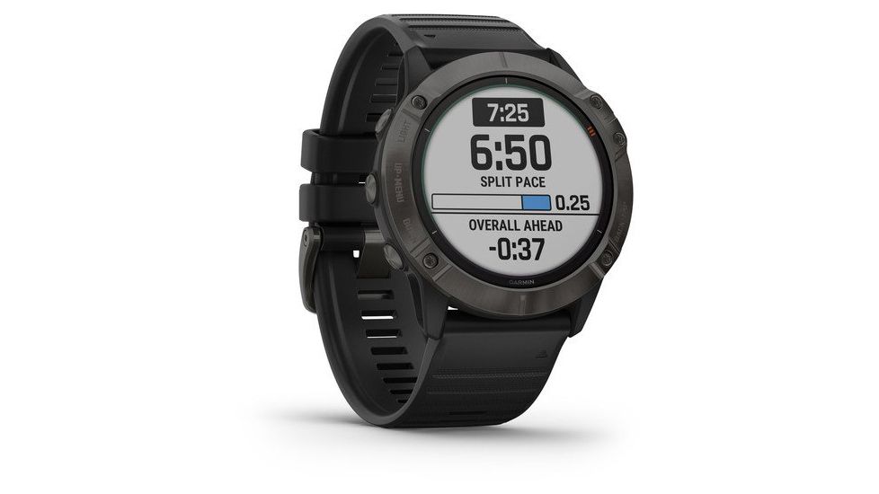 Garmin Fenix 6X Pro Solar Multisport GPS Smartwatch, Ti Carbon Gray DLC w/Black Band, 010-02157-20