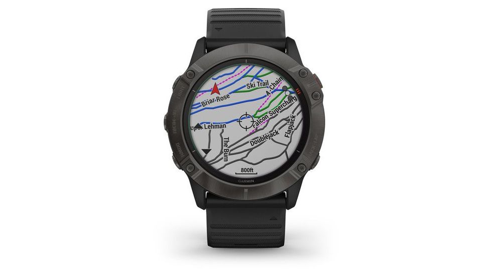 Garmin Fenix 6X Pro Solar Multisport GPS Smartwatch, Ti Carbon Gray DLC w/Black Band, 010-02157-20