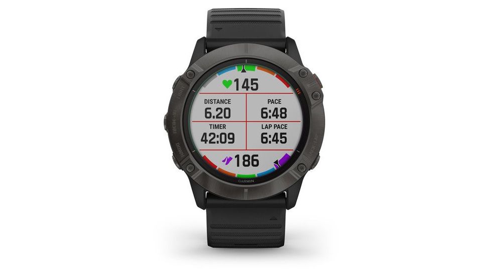 Garmin Fenix 6X Pro Solar Multisport GPS Smartwatch, Ti Carbon Gray DLC w/Black Band, 010-02157-20