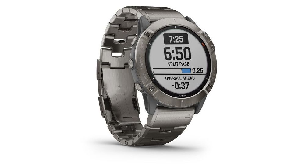 Garmin Fenix 6X Pro Solar Multisport GPS Smartwatch, Titanium w/Ti Band, 010-02157-23