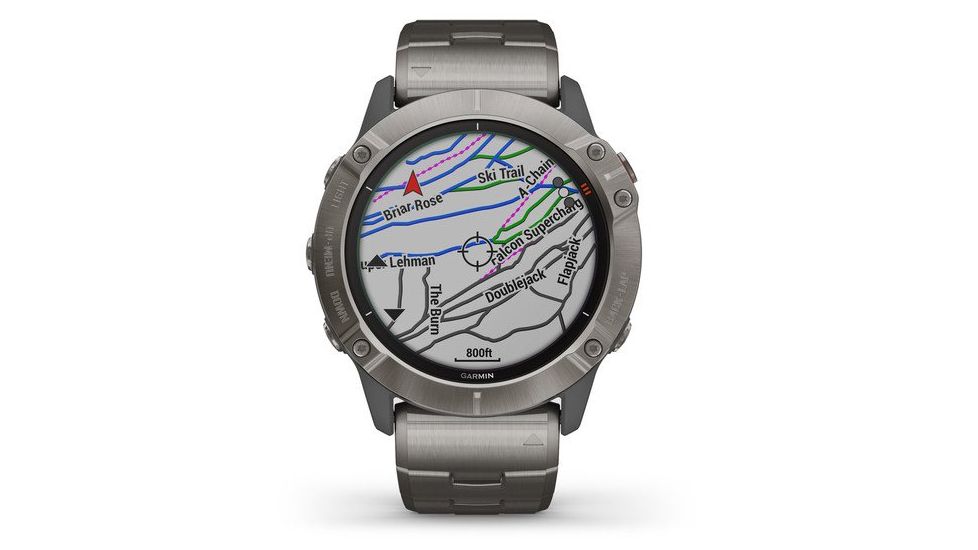 Garmin Fenix 6X Pro Solar Multisport GPS Smartwatch, Titanium w/Ti Band, 010-02157-23