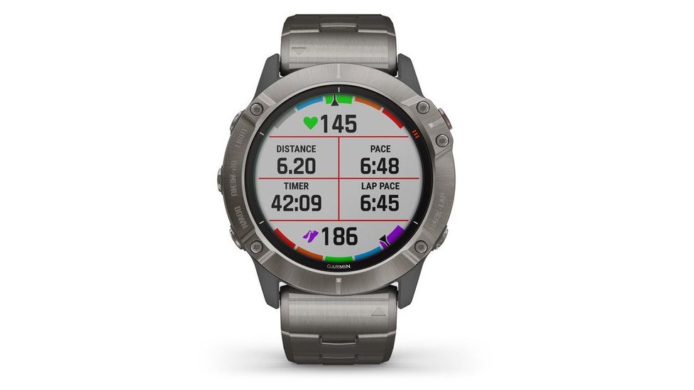 Garmin Fenix 6X Pro Solar Multisport GPS Smartwatch, Titanium w/Ti Band, 010-02157-23