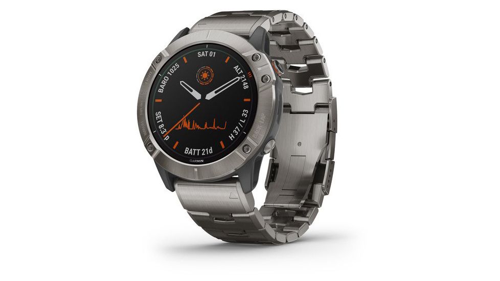 Garmin Fenix 6X Pro Solar Multisport GPS Smartwatch, Titanium w/Ti Band, 010-02157-23