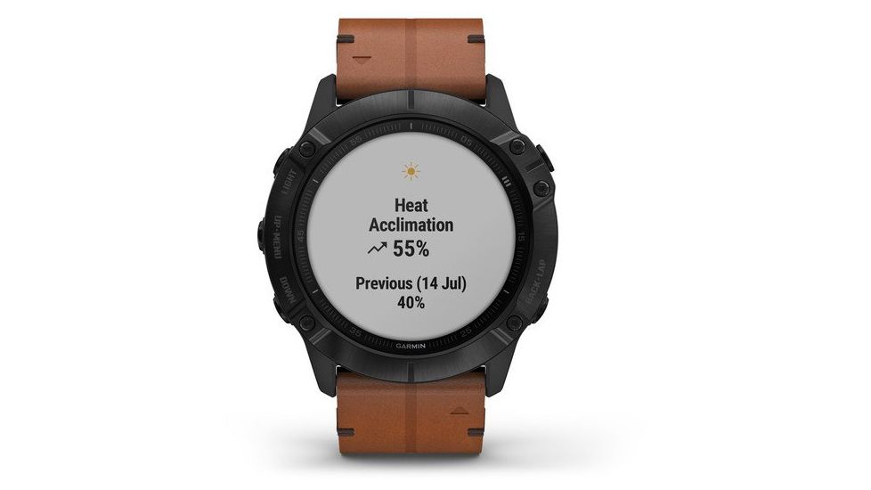 Garmin Fenix 6X Sapphire Multisport GPS Smartwatch, Black DLC w/Brown Leather Band, 010-02157-13