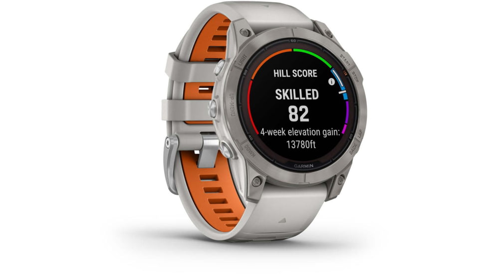 Garmin Fenix 7 ProSapphire Solar Edition Titanium with Fog Gray/Ember Orange Band Watch, 010-02777-20