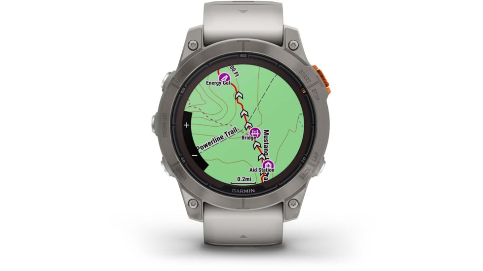 Garmin Fenix 7 ProSapphire Solar Edition Titanium with Fog Gray/Ember Orange Band Watch, 010-02777-20