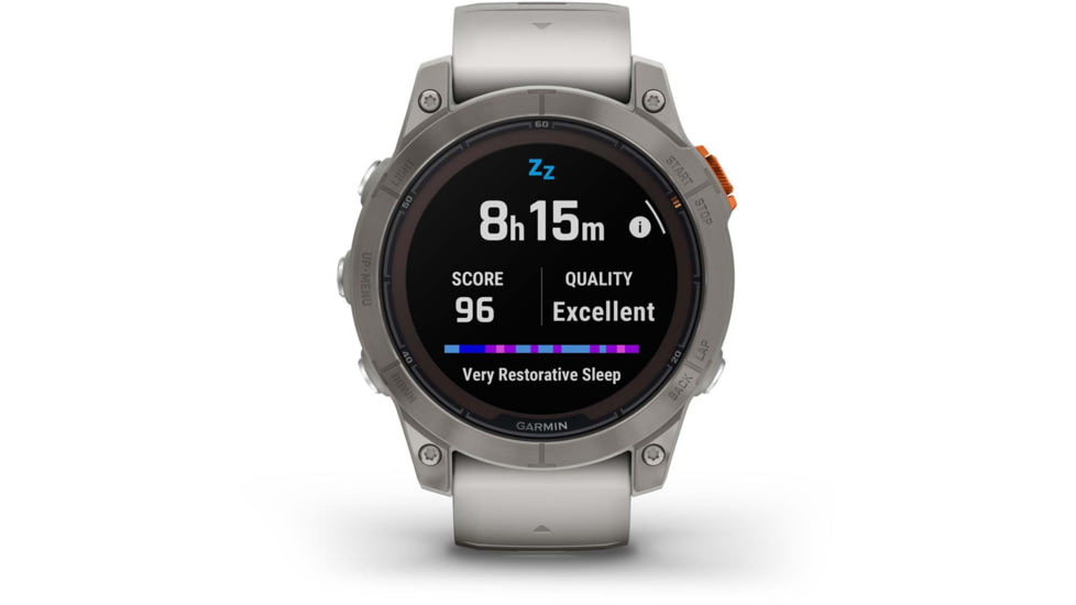 Garmin Fenix 7 ProSapphire Solar Edition Titanium with Fog Gray/Ember Orange Band Watch, 010-02777-20