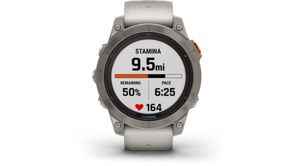 Garmin Fenix 7 ProSapphire Solar Edition Titanium with Fog Gray/Ember Orange Band Watch, 010-02777-20