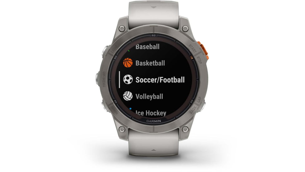 Garmin Fenix 7 ProSapphire Solar Edition Titanium with Fog Gray/Ember Orange Band Watch, 010-02777-20