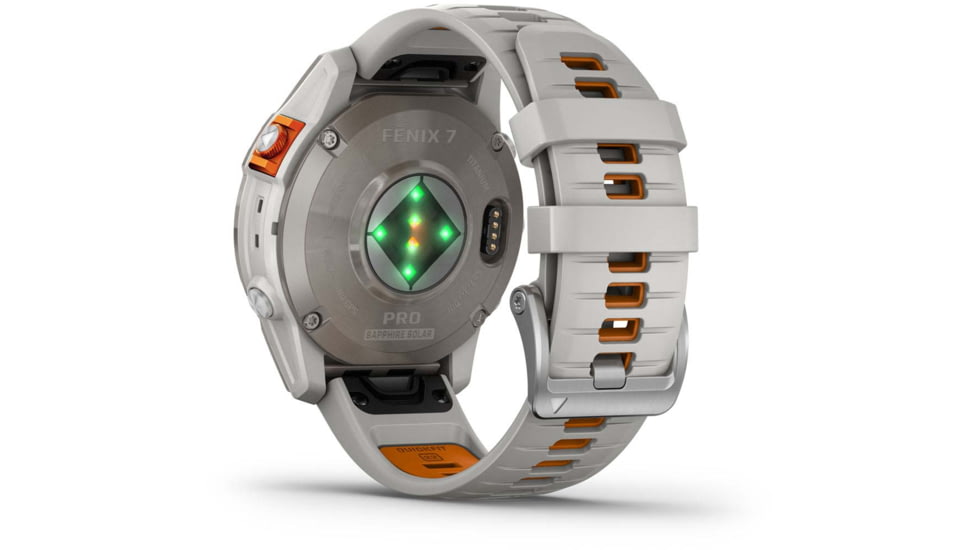 Garmin Fenix 7 ProSapphire Solar Edition Titanium with Fog Gray/Ember Orange Band Watch, 010-02777-20