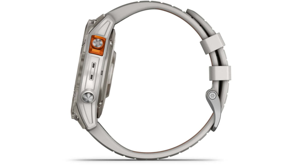 Garmin Fenix 7 ProSapphire Solar Edition Titanium with Fog Gray/Ember Orange Band Watch, 010-02777-20