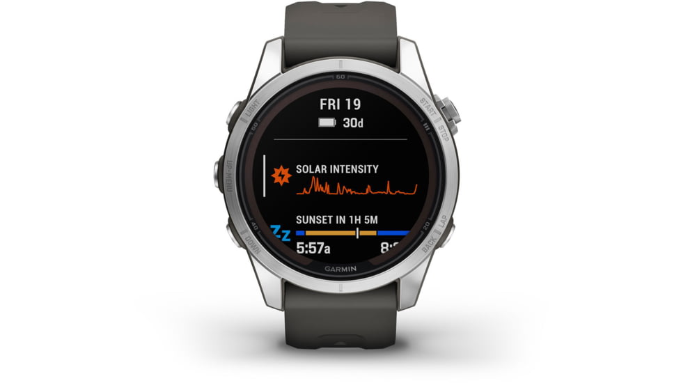 Garmin Fenix 7S Pro Solar Edition Silver with Graphite Band Watch, 010-02776-00
