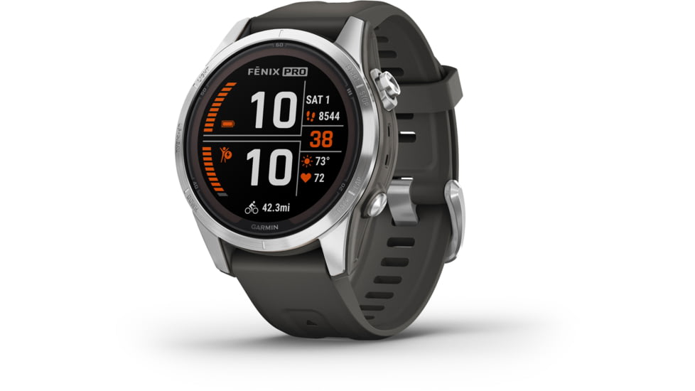 Garmin Fenix 7S Pro Solar Edition Silver with Graphite Band Watch, 010-02776-00