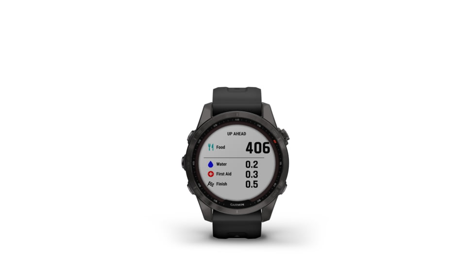 Garmin Fenix 7S Sapphire Solar Watch, Carbon Gray DLC Titanium Case, Black Band, 010-02539-24