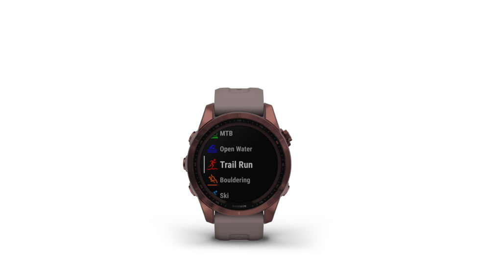 Garmin Fenix 7S Sapphire Solar Watch, Dark Bronze Titanium Case, Shale Gray Band, 010-02539-28