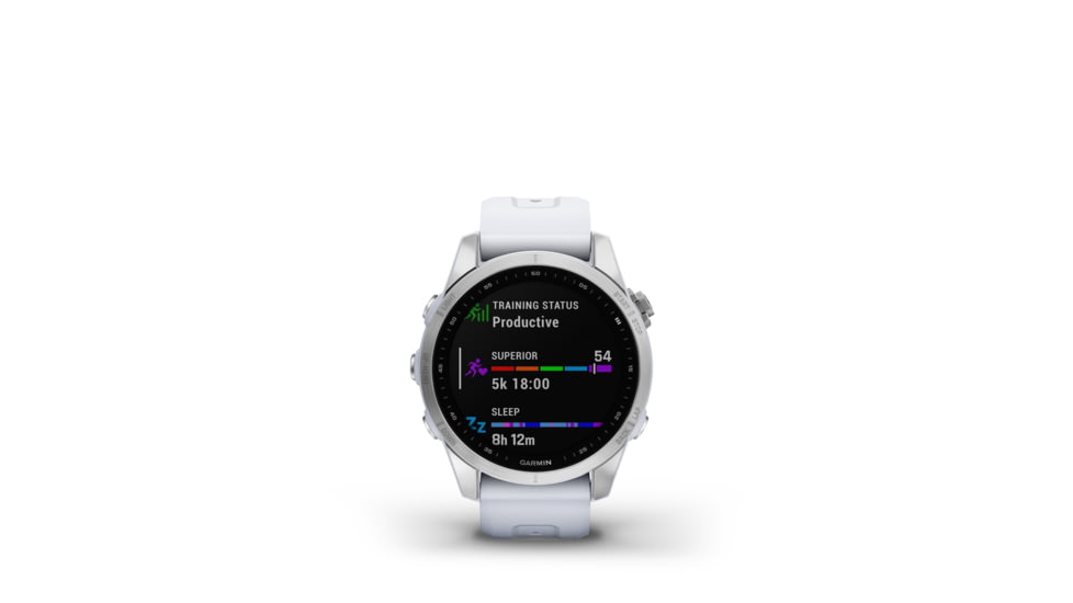 Garmin Fenix 7S Watch, Silver Case, Whitestone Band, 010-02539-02