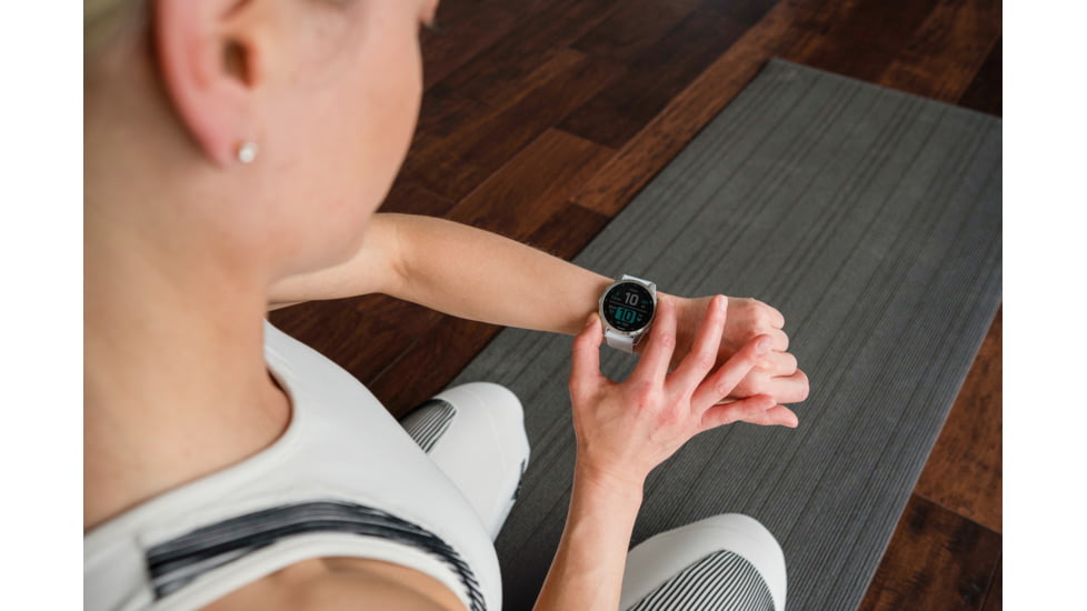 Garmin Fenix 7S Watch, Silver Case, Whitestone Band, 010-02539-02