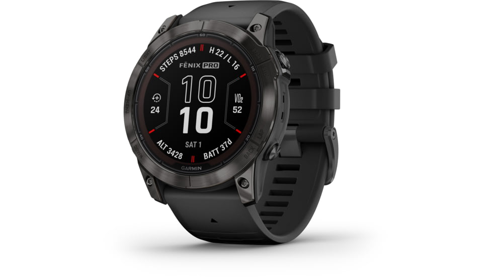 Garmin Fenix 7X Pro Sapphire Solar Edition Carbon Gray DLC Titanium with Black Band Watch, 010-02778-10