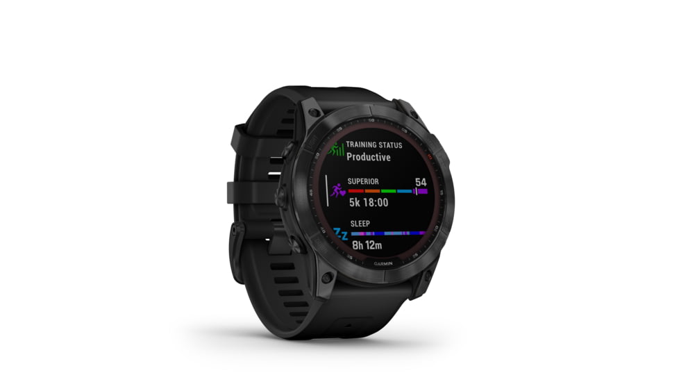 Garmin Fenix 7X Sapphire Solar Watch, Black DLC Titanium Case, Black Band, 010-02541-22
