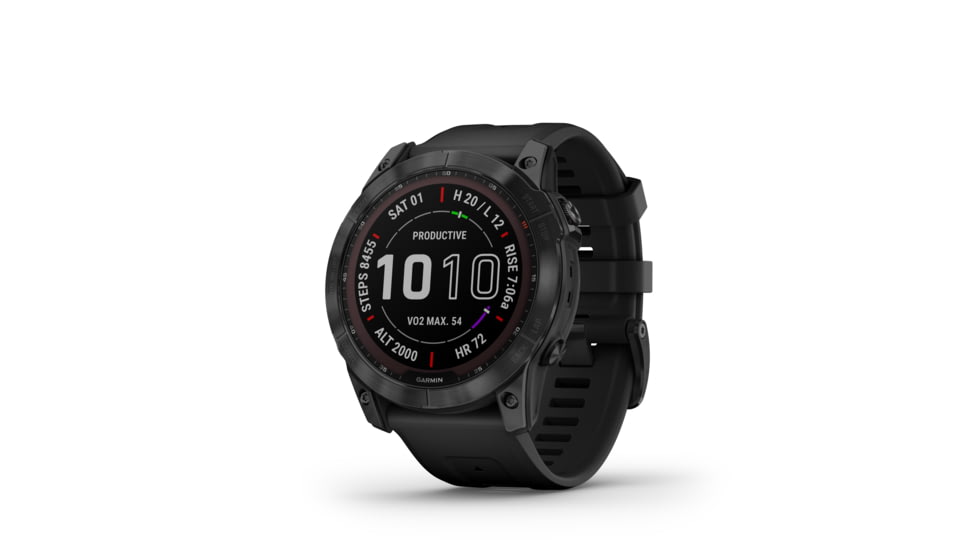 Garmin Fenix 7X Sapphire Solar Watch, Black DLC Titanium Case, Black Band, 010-02541-22