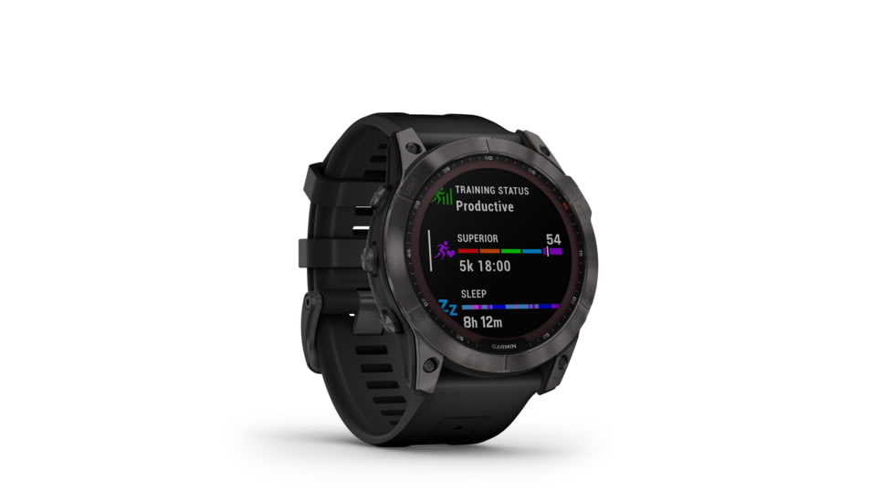 Garmin Fenix 7X Sapphire Solar Watch, Carbon Gray DLC Titanium Case, Black Band, 010-02541-10