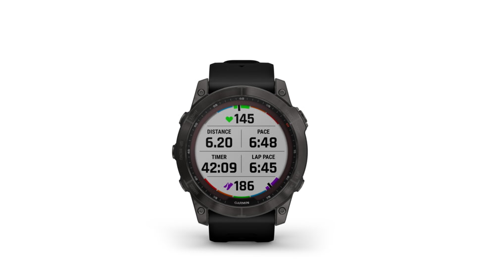 Garmin Fenix 7X Sapphire Solar Watch, Carbon Gray DLC Titanium Case, Black Band, 010-02541-10