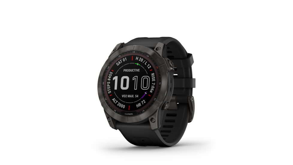 Garmin Fenix 7X Sapphire Solar Watch, Carbon Gray DLC Titanium Case, Black Band, 010-02541-10
