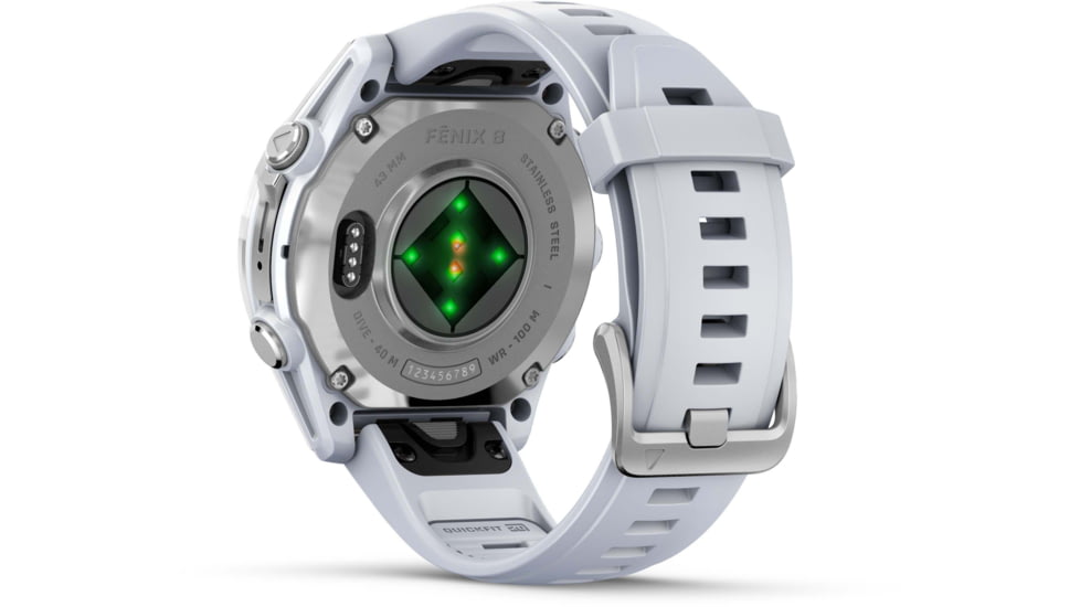 Garmin fenix 8 AMOLED 43mm GPS Watch, Silver with Whitestone Silicone Band, 010-02903-00