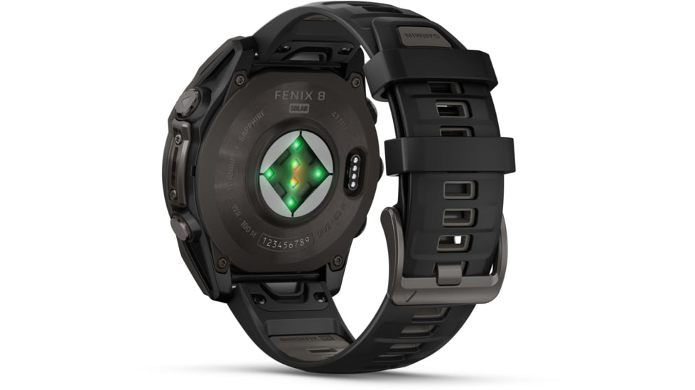 Garmin fenix 8 Sapphire Solar Edition 47mm GPS Watch, Carbon Gray DLC Titanium with Black/Pebble Gray Silicone, 010-02906-10