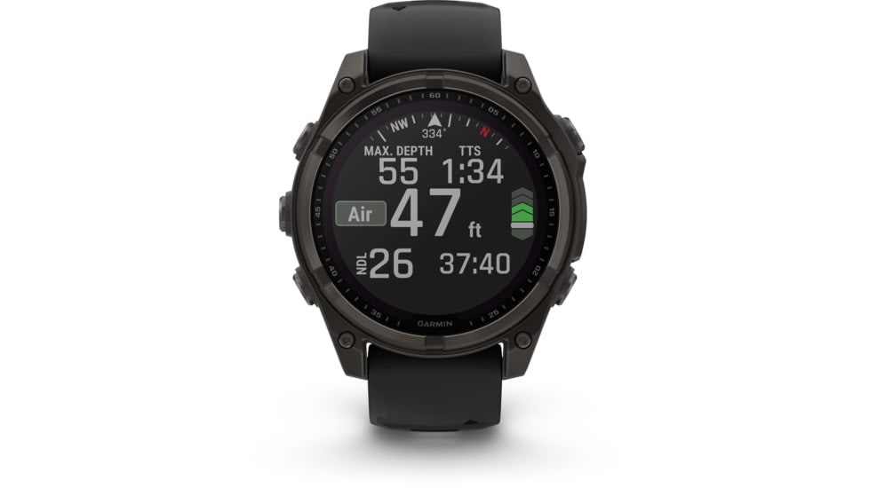 Garmin fenix 8 Sapphire Solar Edition 47mm GPS Watch, Carbon Gray DLC Titanium with Black/Pebble Gray Silicone, 010-02906-10