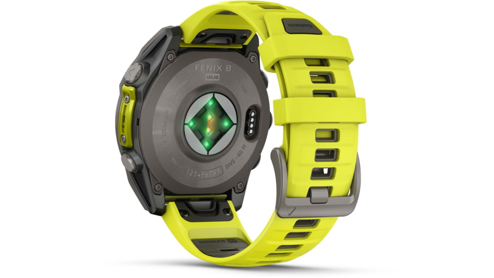 Garmin fenix 8 Sapphire Solar Edition 47mm GPS Watch, Titanium with Amp Yellow/Graphite Silicone, 010-02906-20