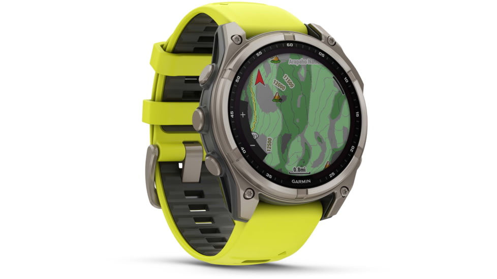 Garmin fenix 8 Sapphire Solar Edition 47mm GPS Watch, Titanium with Amp Yellow/Graphite Silicone, 010-02906-20