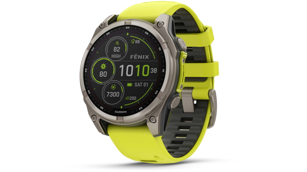 Garmin fenix 8 Sapphire Solar Edition 47mm GPS Watch, Titanium with Amp Yellow/Graphite Silicone, 010-02906-20