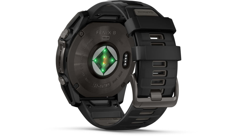 Garmin fenix 8 Sapphire Solar Edition 51mm GPS Watch, Carbon Gray DLC Titanium with Black/Pebble Gray Silicone, 010-02907-10
