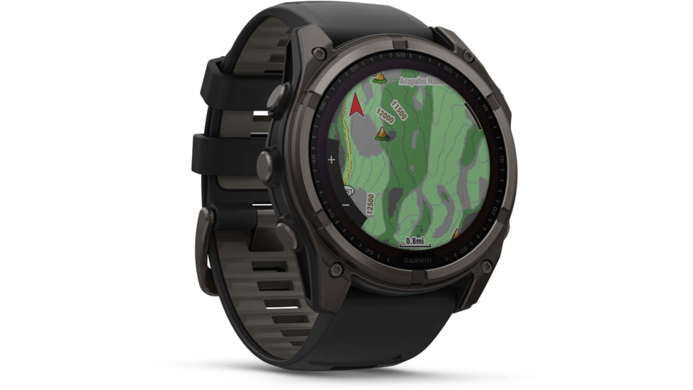 Garmin fenix 8 Sapphire Solar Edition 51mm GPS Watch, Carbon Gray DLC Titanium with Black/Pebble Gray Silicone, 010-02907-10