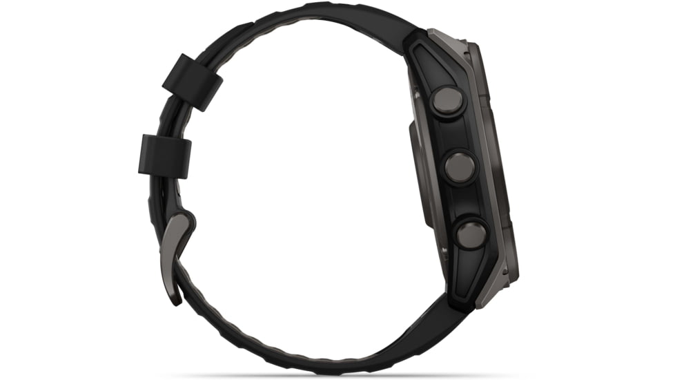 Garmin fenix 8 Sapphire Solar Edition 51mm GPS Watch, Carbon Gray DLC Titanium with Black/Pebble Gray Silicone, 010-02907-10