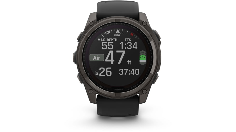 Garmin fenix 8 Sapphire Solar Edition 51mm GPS Watch, Carbon Gray DLC Titanium with Black/Pebble Gray Silicone, 010-02907-10