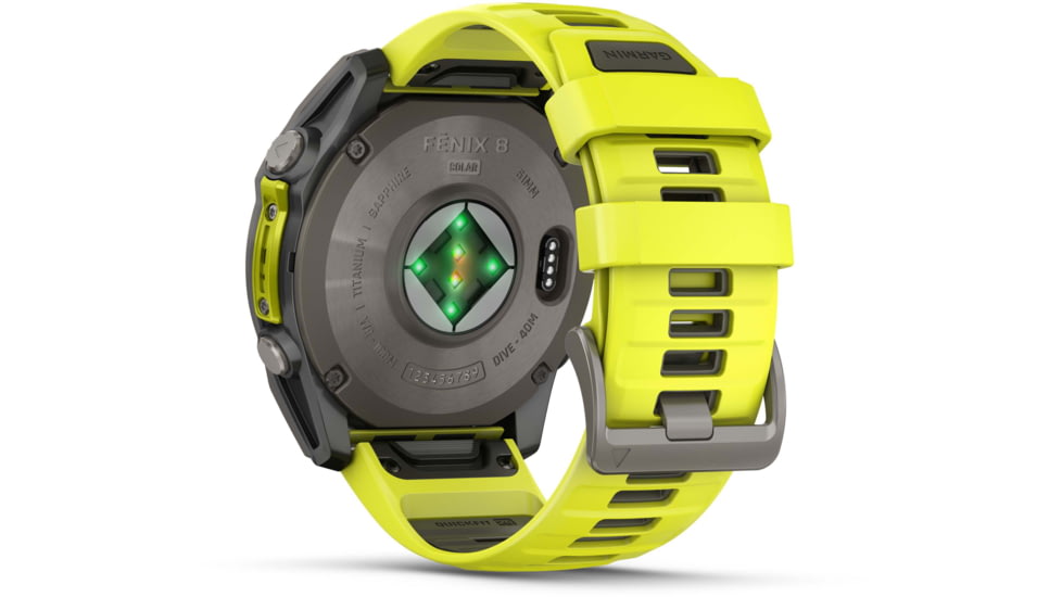 Garmin fenix 8 Sapphire Solar Edition 51mm GPS Watch, Titanium with Amp Yellow/Graphite Silicone, 010-02907-20