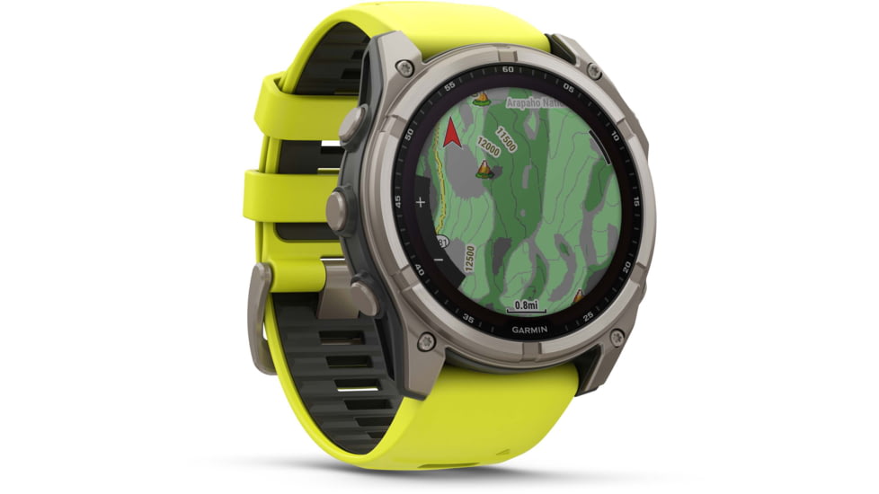 Garmin fenix 8 Sapphire Solar Edition 51mm GPS Watch, Titanium with Amp Yellow/Graphite Silicone, 010-02907-20