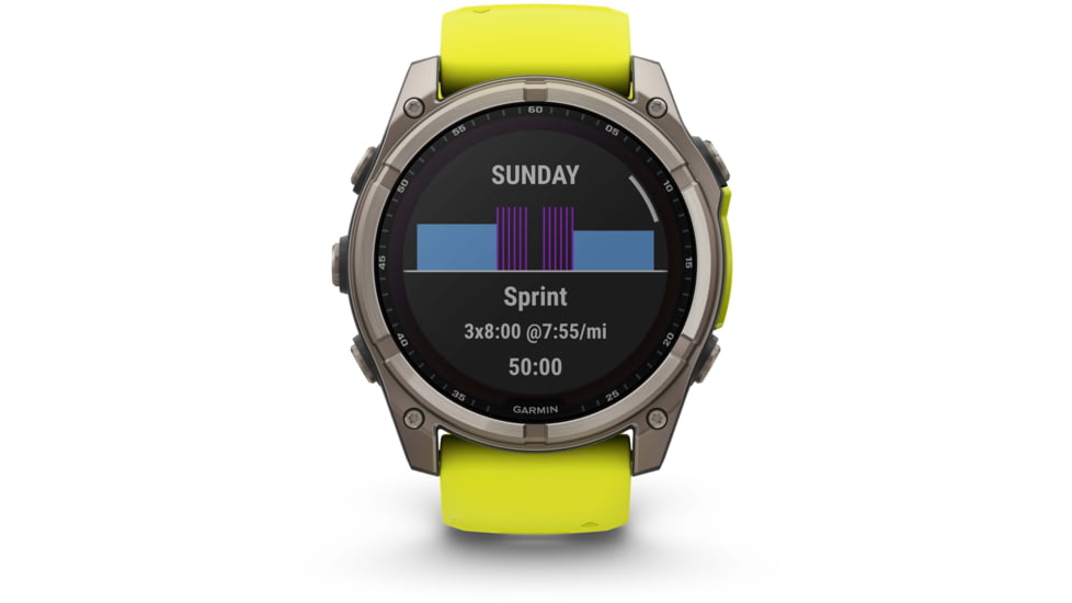 Garmin fenix 8 Sapphire Solar Edition 51mm GPS Watch, Titanium with Amp Yellow/Graphite Silicone, 010-02907-20