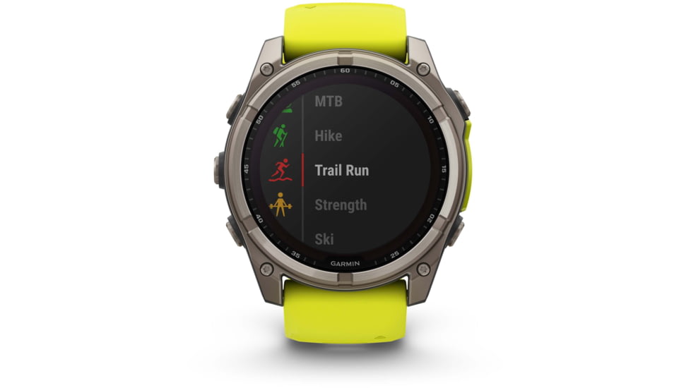 Garmin fenix 8 Sapphire Solar Edition 51mm GPS Watch, Titanium with Amp Yellow/Graphite Silicone, 010-02907-20
