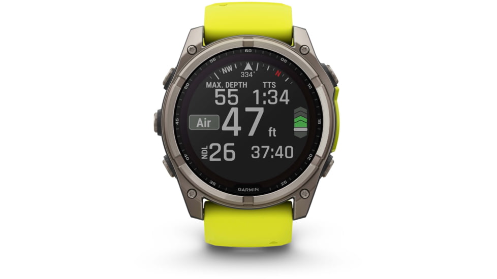 Garmin fenix 8 Sapphire Solar Edition 51mm GPS Watch, Titanium with Amp Yellow/Graphite Silicone, 010-02907-20