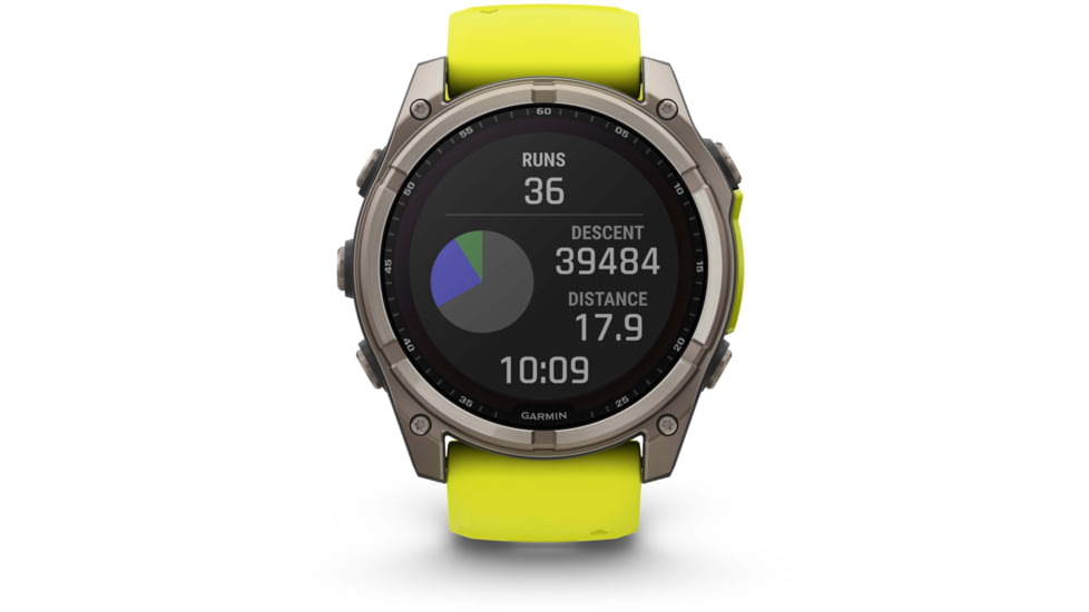 Garmin fenix 8 Sapphire Solar Edition 51mm GPS Watch, Titanium with Amp Yellow/Graphite Silicone, 010-02907-20