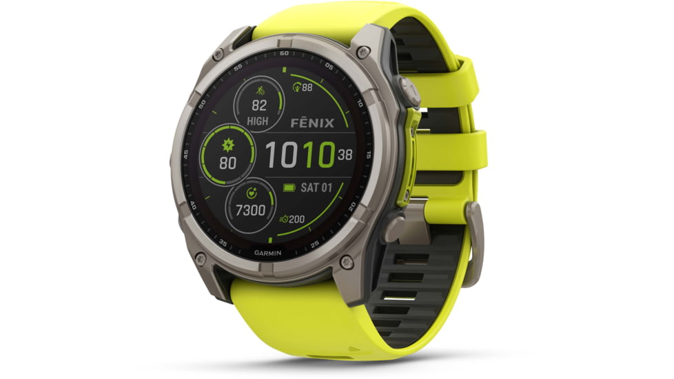 Garmin fenix 8 Sapphire Solar Edition 51mm GPS Watch, Titanium with Amp Yellow/Graphite Silicone, 010-02907-20