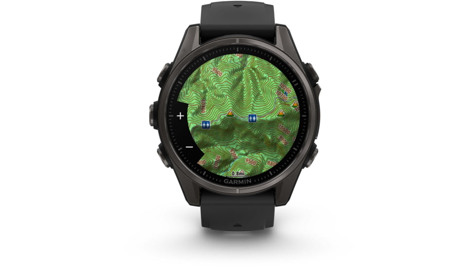 Garmin fenix 8 AMOLED 43mm GPS Watch, Sapphire, Carbon Gray DLC Titanium with Black/Pebble Gray Silicone, 010-02903-20