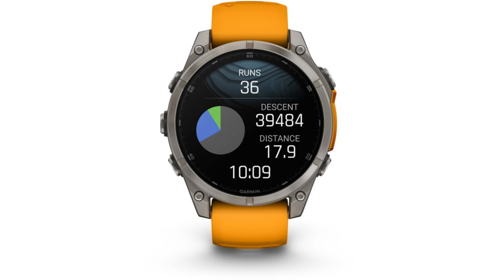Garmin fenix 8 AMOLED 47mm GPS Watch, Sapphire, Titanium with Spark Orange/Graphite Silicone Band, 010-02904-10